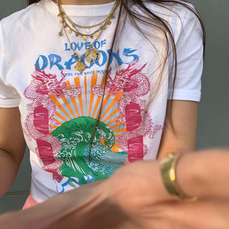 90s Vintage Style Tee Japanese Graphic Print