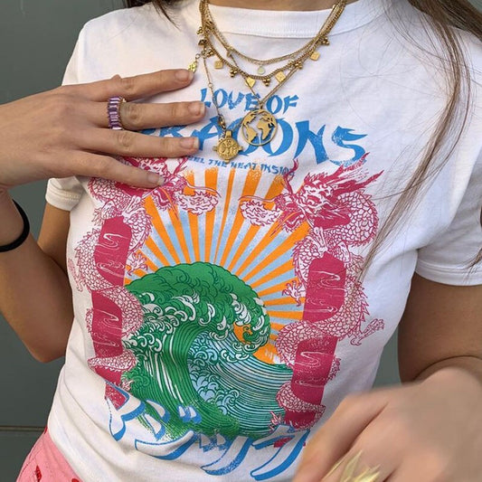 90s Vintage Style Tee Japanese Graphic Print