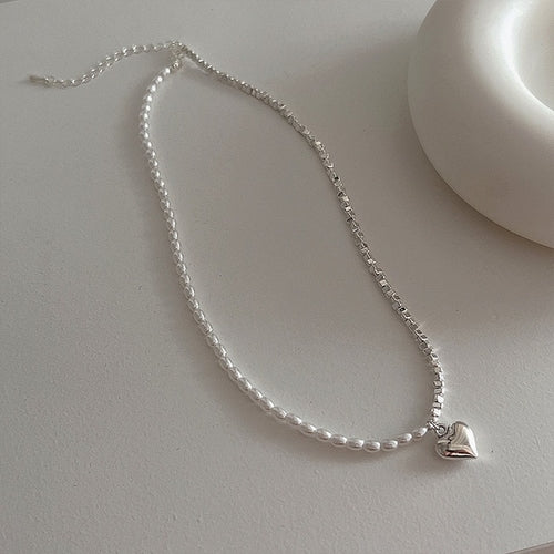 Necklace Pearls Heart Pink | Pink Pendant Necklace Pearls | Pearl Pink