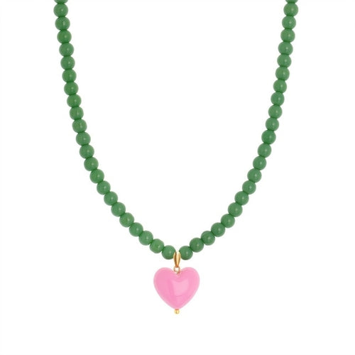 Necklace Pearls Heart Pink | Pink Pendant Necklace Pearls | Pearl Pink