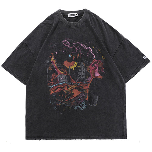 Oversized T-shirt Short Sleeve Oversize Street Hip Hop O-neck Goth