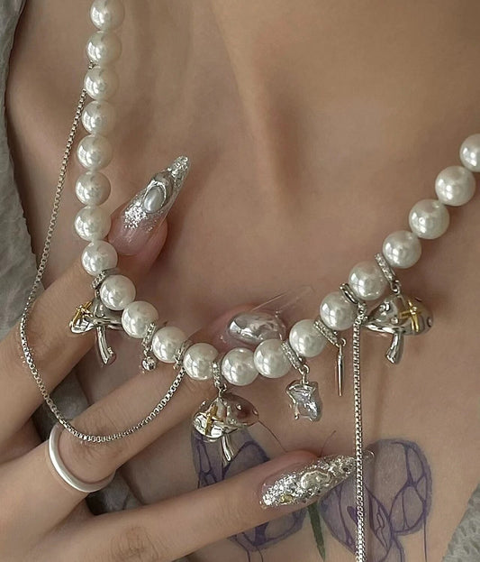 DRAWING MUSHROOMS Pearl Charm Choker